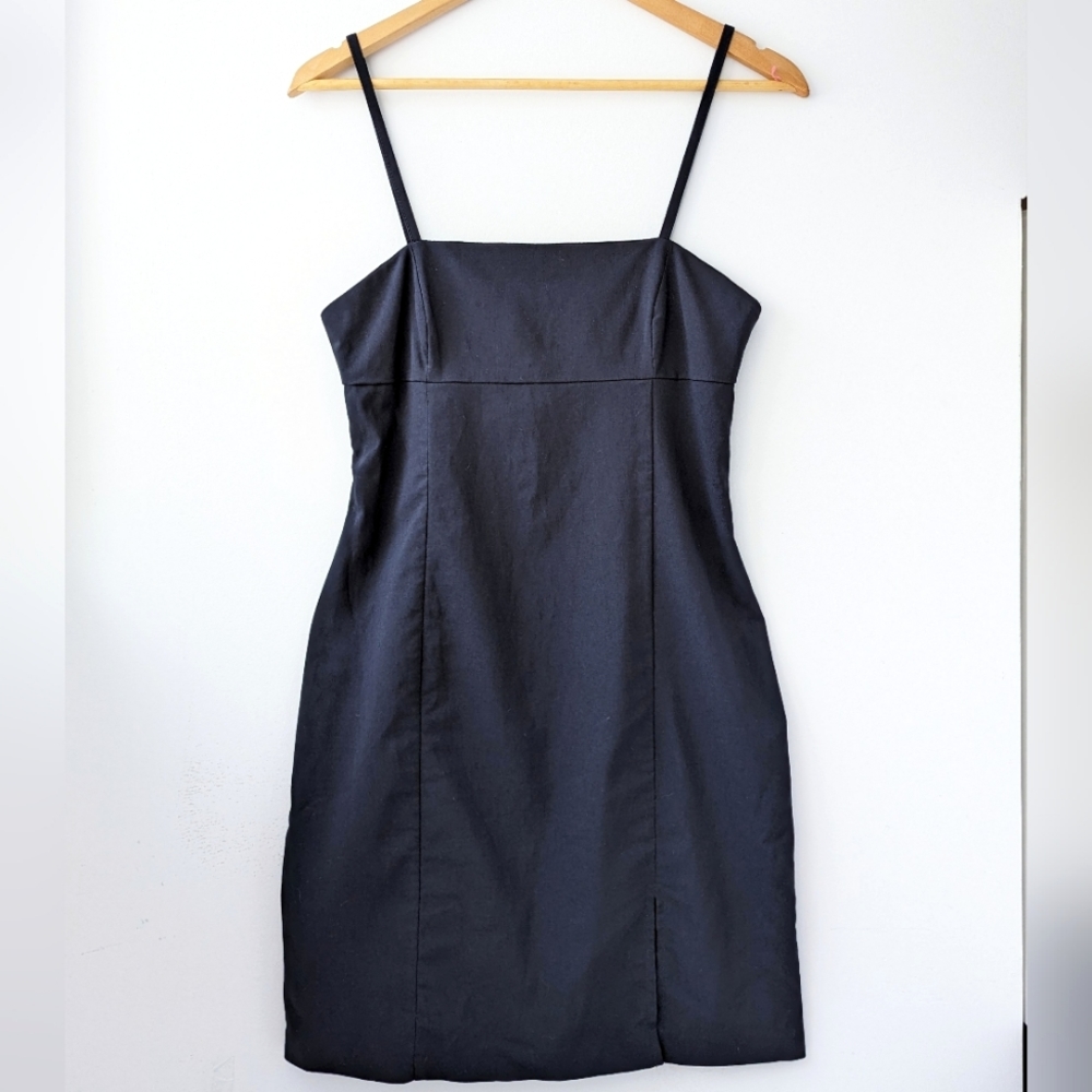 Vintage Black Spaghetti-Strap Mini Dress
